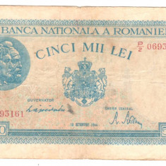 SV * Romania 5000 / 5.000 LEI 1944 , 10 octombrie