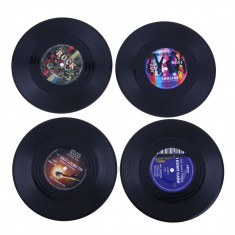 Set suport pahare / coaster cu aspect de disc de vinil / pick-up / turntable foto