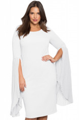 X559P-2 Rochie midi de cocktail, cu maneci lungi accesorizate cu chiffon plisat - plus size foto