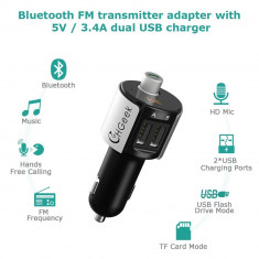 Transmitator Modulator FM auto | Handsfree, Bluetooth, card microSD, incarcator foto