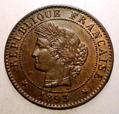 F.219 FRANTA CERES 1 CENTIME 1893 A XF/AUNC foto