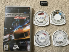 Pachet 5 Jocuri PSP NFS,Pro soccer etc + card de memorie pro duo salvari foto