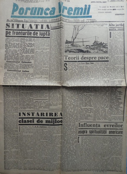 Ziarul de extrema dreapta Porunca Vremii , nr. 2537 / 1943 , Katyn