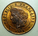 F.212 FRANTA CERES 1 CENTIME 1887 A XF/AUNC