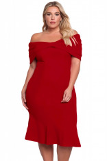 Z550P-3 Rochie midi de cocktail, cu decolteu bardot - plus size foto