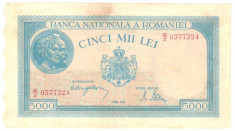 SV * Romania 5000 5.000 LEI 1944 , 2 mai XF+ / - AUNC foto