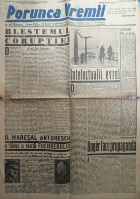 Ziarul nationalist Porunca Vremii , nr. 2158 / 1942 , Antonescu - Hitler foto