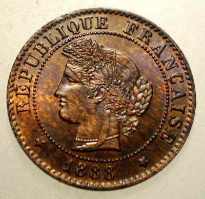 F.214 FRANTA CERES 1 CENTIME 1888 A XF/AUNC foto