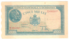 SV * Romania 5000 5.000 LEI 1945 , 20 martie AUNC foto