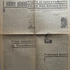 Ziarul nationalist Porunca Vremii , nr. 2561 / 1943 , Mihai Antonescu in Italia