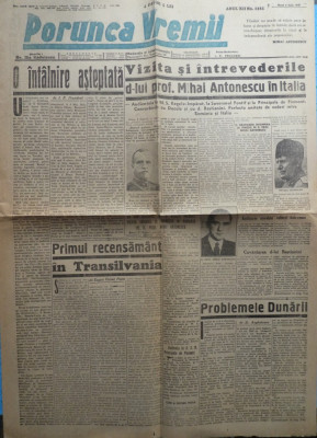 Ziarul nationalist Porunca Vremii , nr. 2561 / 1943 , Mihai Antonescu in Italia foto