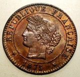 F.106 FRANTA CERES 1 CENTIME 1875 A XF/AUNC, Europa, Bronz