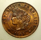 F.215 FRANTA CERES 1 CENTIME 1889 A XF/AUNC, Europa, Bronz
