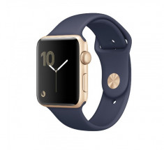 Apple Watch 2 cu carcasa din aluminiu gold, 42mm, Midnight Blue Sport Band foto