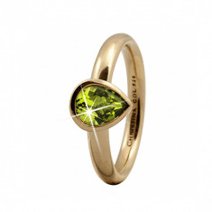 Inel, Peridot Pear, Argint placat cu Aur Galben 18k, Marimea 51 foto