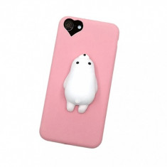 Husa silicon TPU Apple iPhone 6 3D Squishy Bear roz foto