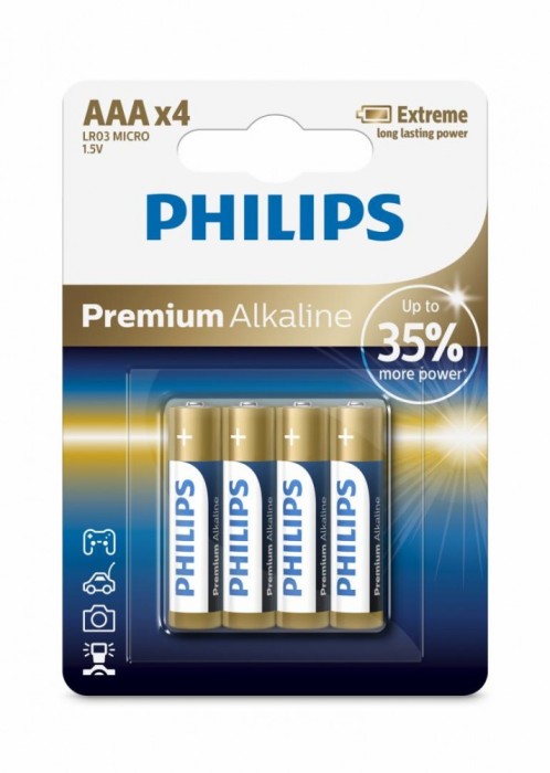 Philips Premium Alkaline AAA 4-blister foto mare Philips Premium Alkaline AAA 4-blister foto mare