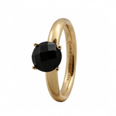 Inel, Black Onyx, Argint placat cu Aur Galben 18k, Marimea 53 foto