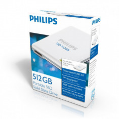 SSD extern Philips 2.5&amp;quot;, 512GB, USB3.0, R/W 240/150 MB/s, dimensiuni: 92x52x8mm, alb foto