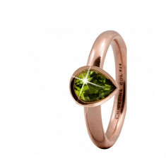 Inel, Peridot Pear, Argint placat cu Aur Rose 18k, Marimea 55 foto