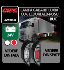 Lampa gabarit camion Luxia cu 6 LED-uri 24V - Alb/Rosu Profesional Brand foto
