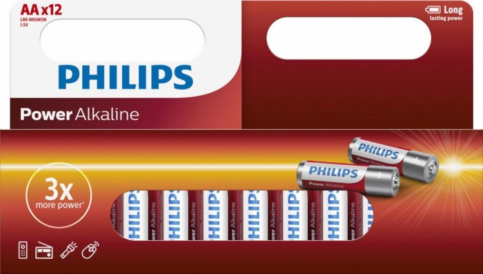 Philips Power Alkaline AA 12-wide foto mare Philips Power Alkaline AA 12-wide foto mare