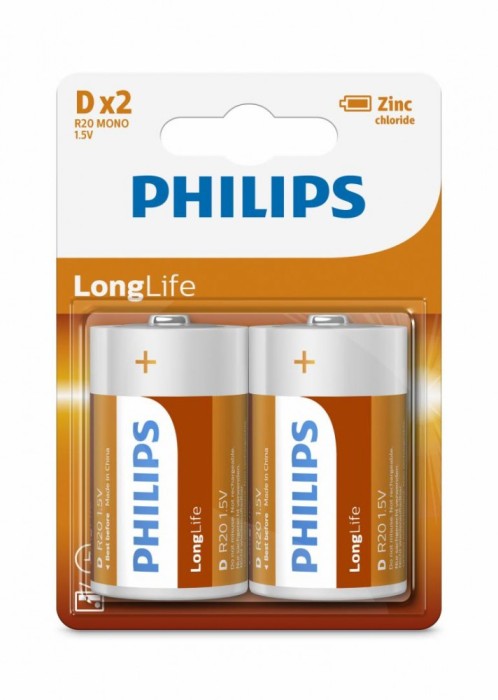 Philips LongLife D 2-blister foto mare Philips LongLife D 2-blister foto mare