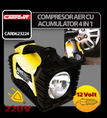 Compresor aer cu acumulator reincarcabil 4 in 1 - 12V Profesional Brand foto