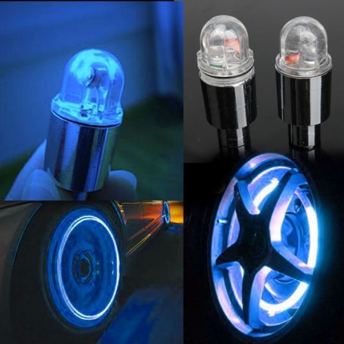 Set 2 capace, capacele ventil LED Culoare Albastru cu pornire automata foto mare Set 2 capace, capacele ventil LED Culoare Albastru cu pornire automata foto mare
