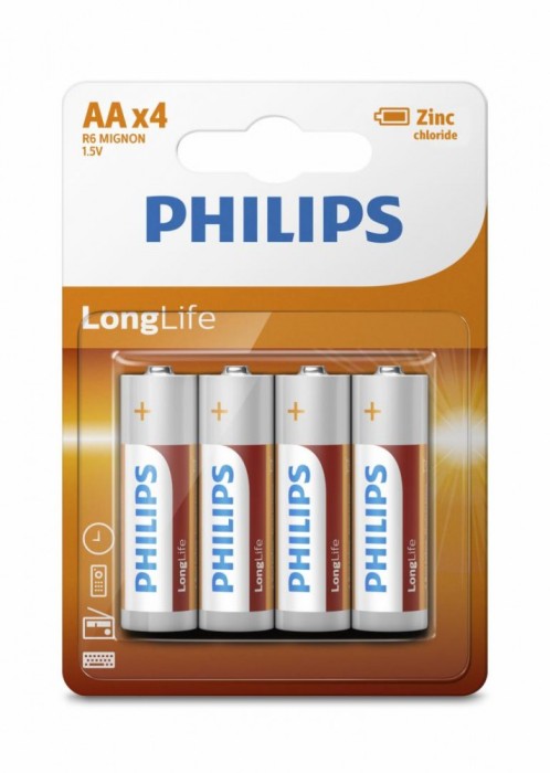 Philips LongLife AA 4-blister foto mare Philips LongLife AA 4-blister foto mare