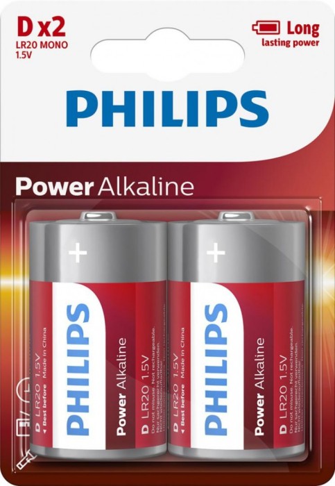 Philips Power Alkaline D 2-blister foto mare Philips Power Alkaline D 2-blister foto mare