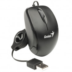 Mouse Genius cu fir, optic, Micro Traveler V2, 1200dpi, negru, cablu retractabil, 74mm lungime, foto