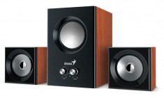 Boxe Genius 2.1 SW-2.1 375, 12W(Subwoofer 6W+2 sateliti*2x3W), culoare lemn de cires foto