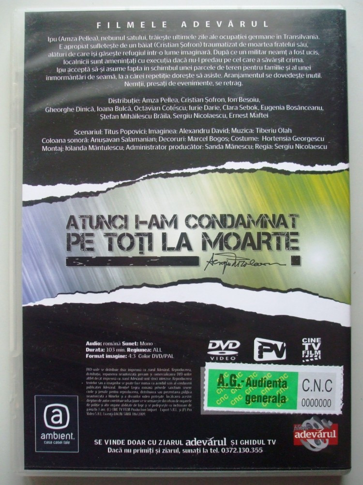 FILM , DVD ORIGINAL , ATUNCI I-AM CONDAMNAT PE TOTI LA MOARTE, Romana |  Okazii.ro