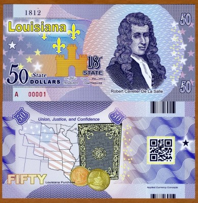 !!! SUA = FANTASY NOTE = LOUISIANA - 2016 - UNC / AL 18 - LEA STAT / POLIMER foto
