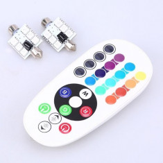 Set Becuri LED SOFIT 6 SMD 39MM Lumina Ambientala Auto -Multicolor RGB foto