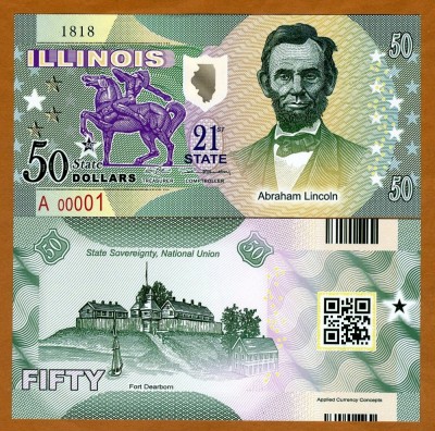 !!! SUA = FANTASY NOTE = ILLINOIS - 2016 - UNC / AL 21 - LEA STAT / POLIMER foto
