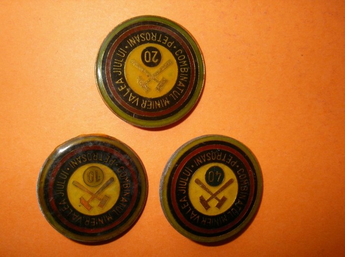 INSIGNE COMBINATUL MINIE VALEA JIULUI LOT DE 3 BUC.