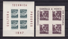 ROMANIA 1947 LP 211 a LP 216 a CGM SI P.A. BLOCURI DE 4 TIMBRE MNH foto