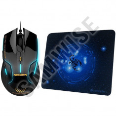 Mouse Gaming Newmen N500 Black, 1600 DPI, Selector DPI + Mousepad foto