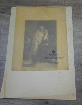 Cuplu/ fotografie originala Julietta semnata si datata 1923, folie de protectie foto