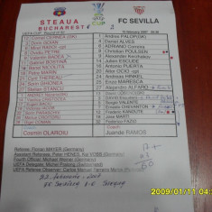 Foaie de joc Steaua - FC Sevilla