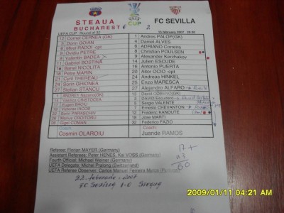 Foaie de joc Steaua - FC Sevilla foto