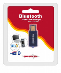 Adaptor USB Bluetooth Reekin Slim Line Albastru Blister Original foto