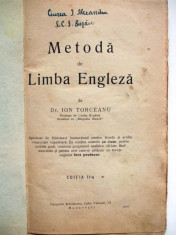 METODA DE LIMBA ENGLEZA , ION TORCEANU , EDITIA a-II-a 1925 foto