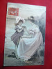 Ilustrata -Litografie -TCV - Mama si fiica cu stea de mare , cca. 1908 Franta, Circulata, Printata