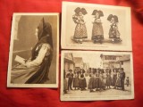 Set 3 Ilustrate - Folclor- Costume Alsaciene cca 1940, Circulata, Printata