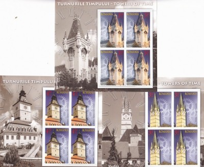 2014 , LP 2041 a ,&amp;quot;Turnurile Timpului cu Ceas&amp;quot; - bloc 4 + manseta ,MNH foto