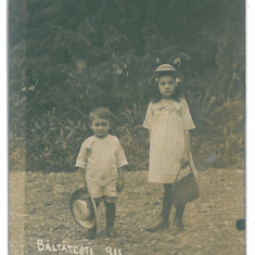 1875 - BALTATESTI, Neamt, Children - old postcard, real PHOTO - used - 1911