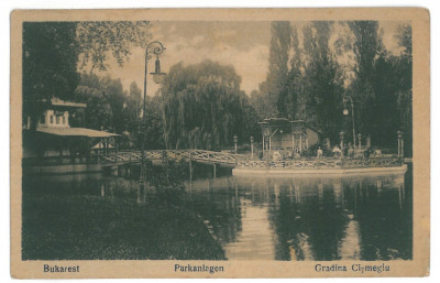 1390 - BUCURESTI, Park Cismigiu - old postcard - used - 1919 foto